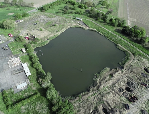 Luftaufnahme des Geländes der Anlage Brüchau 